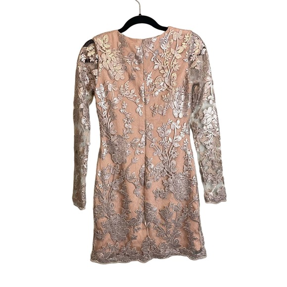 Dress The Population Women's Lace Floral Sequin Long Sleeve Formal Dress Size XS - Picture 4 of 15
